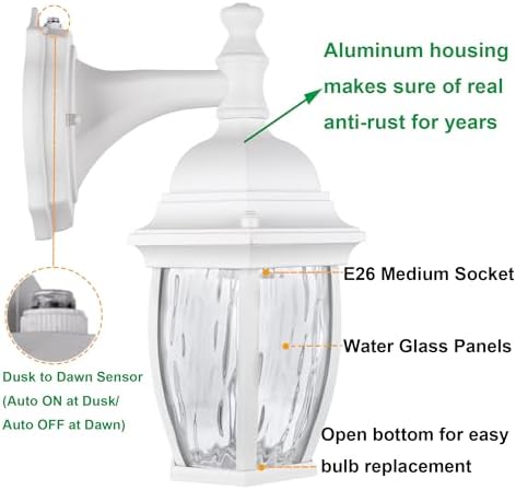LIT-PATH Dusk to Dawn Wall Lantern with E26 Base