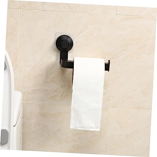 WOONEKY Wall Mounted Toilet Paper Holder Black Suction Cup No Wall Damage