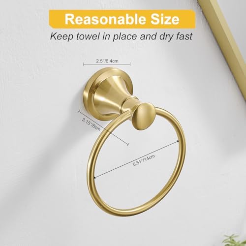 BESy Brushed Gold Towel Ring Rustproof Stainless Steel Bathroom Hardware Accessory