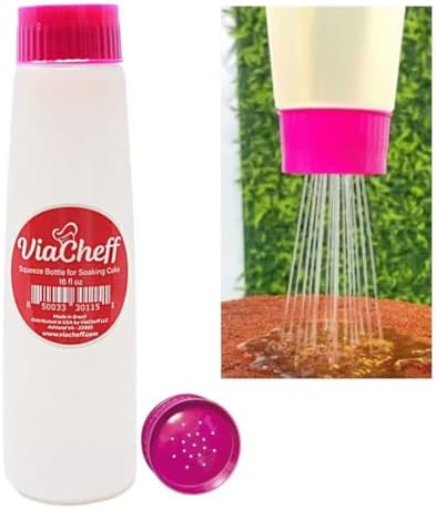 ViaCheff Plastic Bottle for Soaking Cake with Pink Neon Lid