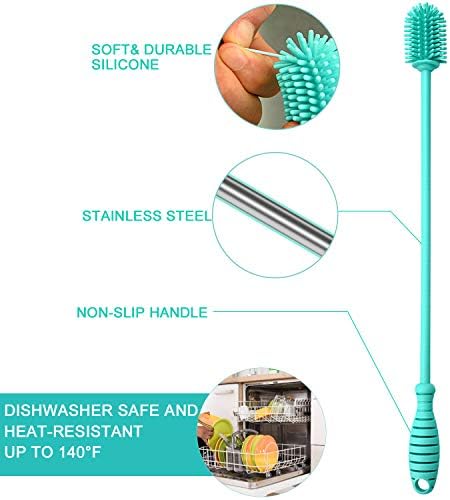 YRDGRG Silicone Bottle Brush Set of 3 for Narrow Bottles