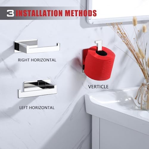 Chrome Toilet Paper Roll Holder - No Drilling Rustproof Stylish