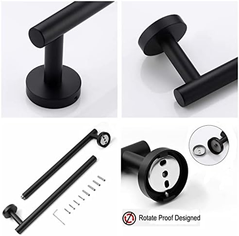 TAUN 24 Inch Matted Black Towel Bar 2 Pack