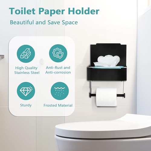 NATUREKIT Stainless Steel Toilet Paper Holder with Storage