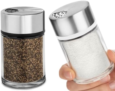 Kitchen-GO Salt and Pepper Shakers Set - Adjustable Pour Stainless Steel