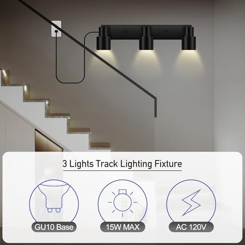 Bricosmocon 3-Light Black Track Lighting Fixture