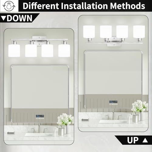 FAISHILAN 5-Light Vanity Light Brushed Nickel with Frosted Glass Shade