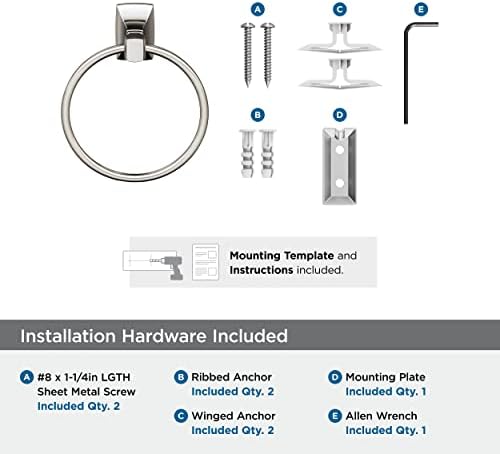 Amerock BH36012G10 Brushed Nickel Towel Ring
