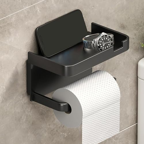 Wall-Mounted Toilet Paper Holder with No Drill Installation