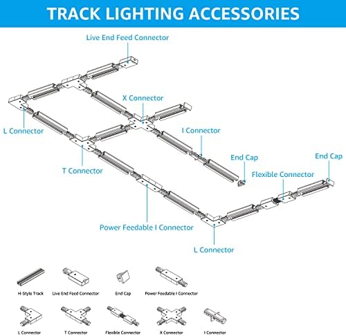 LEONLITE H Track Live End Feed Connector 3-Wire-1 Circuit Black