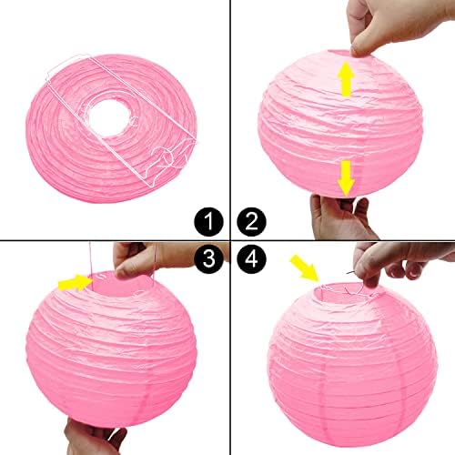 PheiLa 12 Pcs Pink Party Paper Lanterns Romantic Decorations