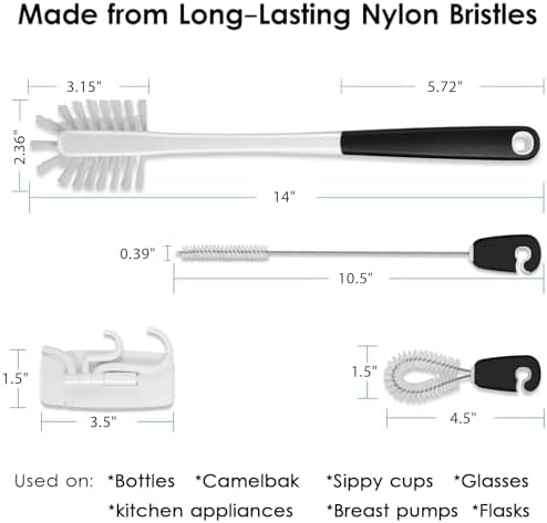 MOSOLAN 3-in-1 Water Bottle Cleaning Brush Set