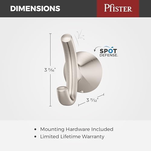 Pfister Willa Towel Hook Brushed Nickel 1