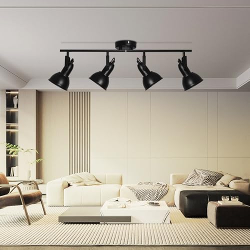 HiBay 4-Light Adjustable Track Ceiling Spotlight Industrial LED Flush Mount Black Light