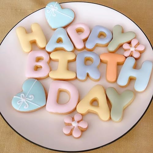 Jigfew 35 Pcs Letter Number Cookie Cutters Set