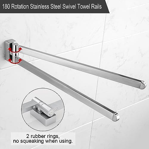 BGL Swivel Towel Bar Brushed Nickel 2 Arms