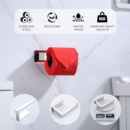 Chrome Toilet Paper Roll Holder - No Drilling Rustproof Stylish
