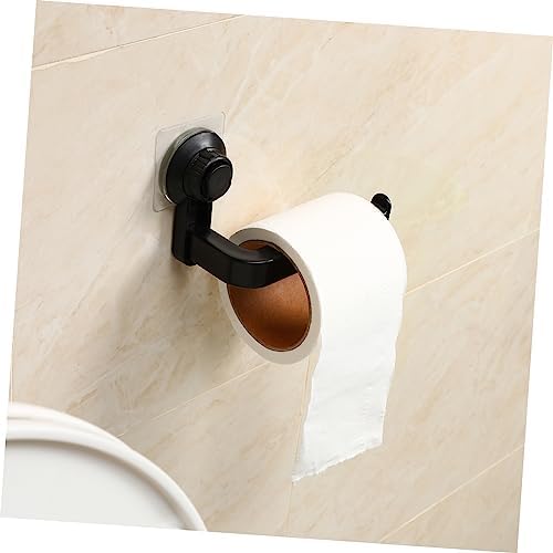 WOONEKY Wall Mounted Toilet Paper Holder Black Suction Cup No Wall Damage