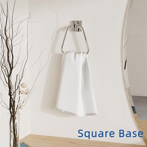RUACQ Chrome Stainless Steel Towel Ring with Square Base