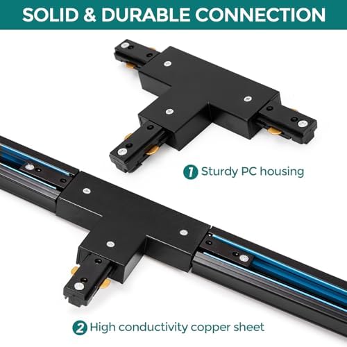 iCreating H Track T Connector - 3 Wire Black Track Lighting Accessory