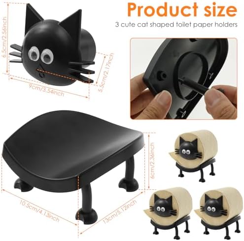 3 Pcs Cat Toilet Paper Holder Unique Design Easy to Assemble