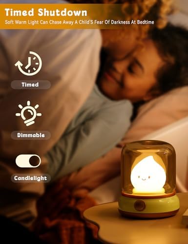 WANIDEA Cute Chibi Flame Lamp Retro Night Light Rechargeable Decor