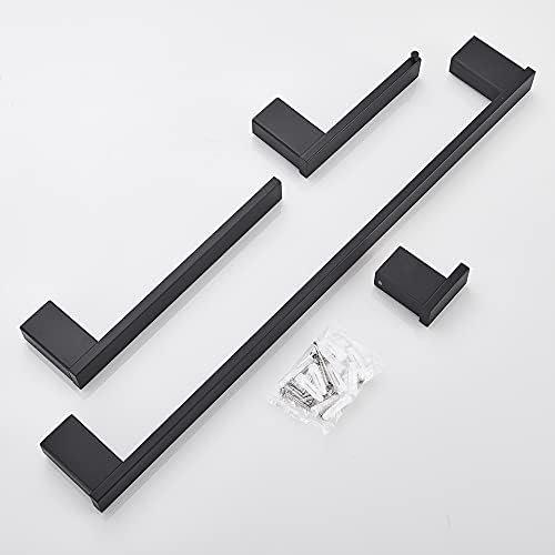 TYZK Robe Hook Towel Rack Black Metal Wall Mount Bathroom Hardware Set