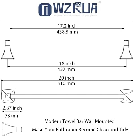 18 Inch Matte Black Towel Bar for Bathroom Kitchen