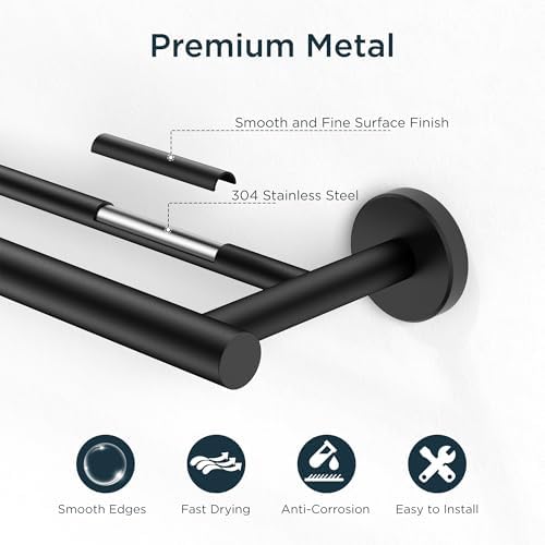 FORIOUS 24 Inch Double Towel Bar Racks Holder