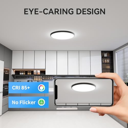3200lm LED Flush Mount Ceiling Light with 104 SMD Chips 8 Pack - Black