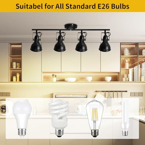 HiBay 4-Light Adjustable Track Ceiling Spotlight Industrial LED Flush Mount Black Light
