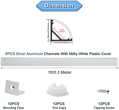 VST 6Pack 1ft V Shape LED Aluminum Channel with Milky White Cover