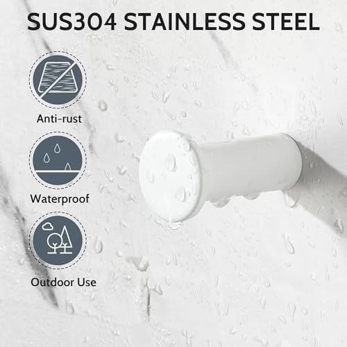 SAYAYO Matte White Robe Hooks 4 Pcs Heavy Duty Wall Mount