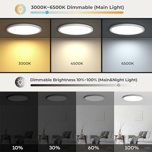 Matane 12in LED Flush Mount Light with Remote Control
