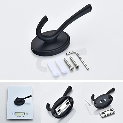 DMYMAT 4 Pack Black Robe Hooks for Bathroom and Kitchen