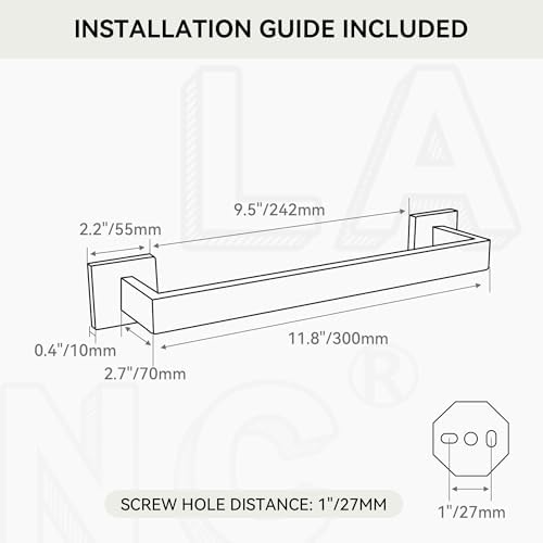 12-Inch Matte Black Stainless Steel Towel Bar