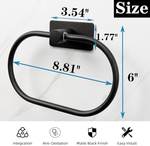 Vanloory Matte Black Oval Towel Ring