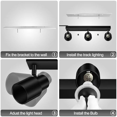 Bricosmocon 3-Light Black Track Lighting Fixture