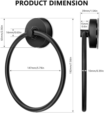 JOMOLA Suction Towel Ring Matte Black 1