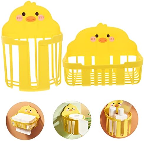 HOLIDYOYO 2Pcs Wall Mount Toilet Paper Holder with Storage Baskets