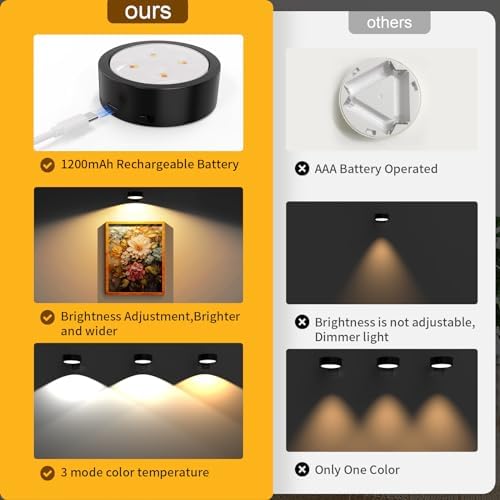 Narotood 3 Pack Picture Lights with 3 Modes and Remote Control 1