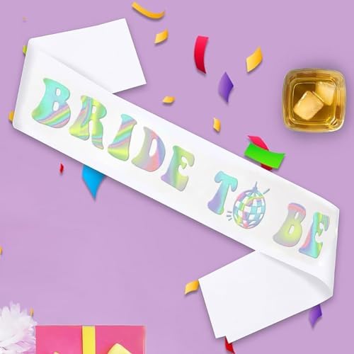Iridescent Bride to Be Sash with Glitter Letters