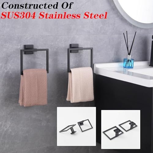 GERZWY Matte Black Towel Ring Wall Mounted