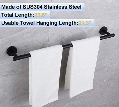 TAUN 24 Inch Matted Black Towel Bar 2 Pack