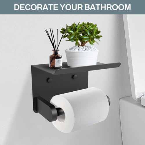 SetSail Toilet Paper Holder with Shelf Matte Black