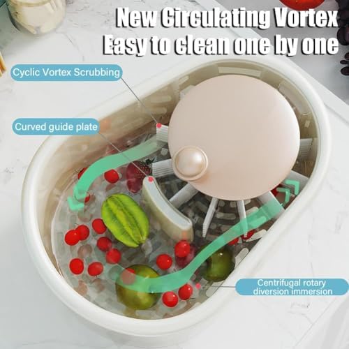 Nnowpl Fruit Cleaner Spinner with Lid Compact and Portable Kitchen Tool Green