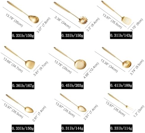 NIITAWH 9 PCS Gold Stainless Steel Cooking Utensils Set