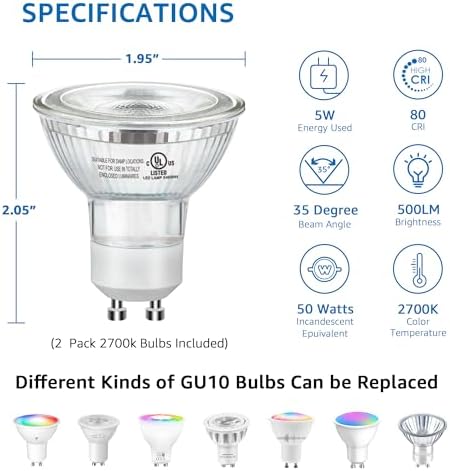 SUNVIE 2 Pack Floor Can Light Accent Lights with GU10 Bulbs