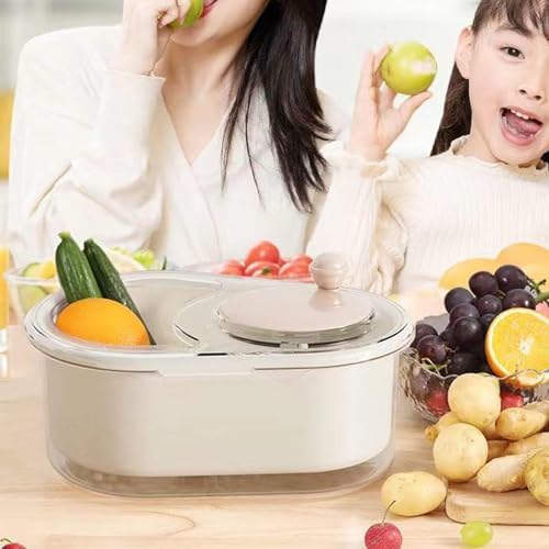 Biniveil Fruit Cleaner Spinner - Portable Manual Quick Efficient