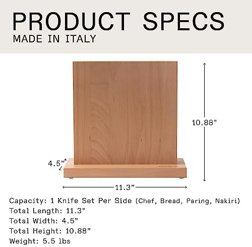 Made In Magnetic Knife Block - Italian Beechwood